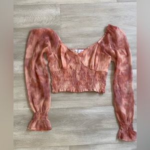 Abound blouse pink crop long sleeve